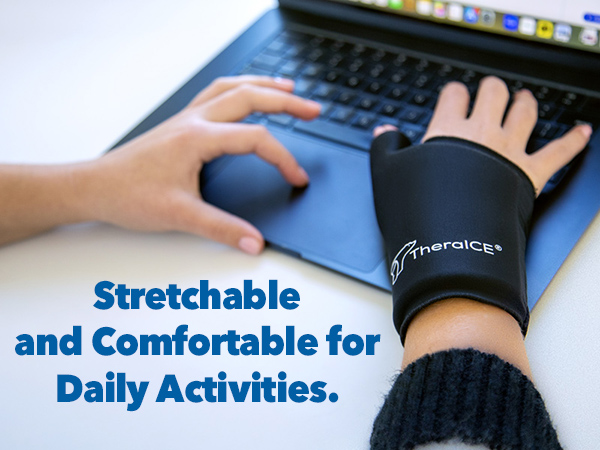 TheraICE Wrist Ice Pack Wrap Thumb Brace for Either Hand for Hot & Cold Therapy - Reusable Soft Gel Glove for Injuries, Carpal Tunnel, Arthritis, De Quervain's Tenosynovitis - Fits Most Women - S/M