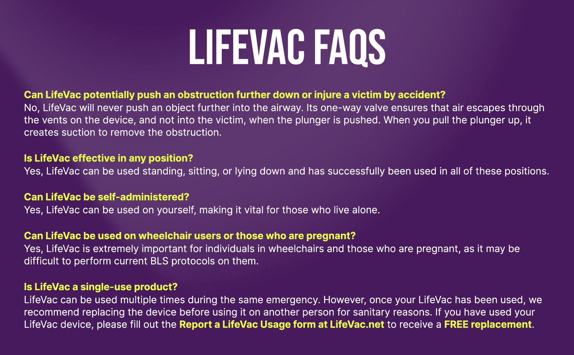 LifeVac Yellow Travel Kit - Portable Suction Rescue Device, First Aid Kit for Kids and Adults, Portable Airway Suction Device for Children and Adults