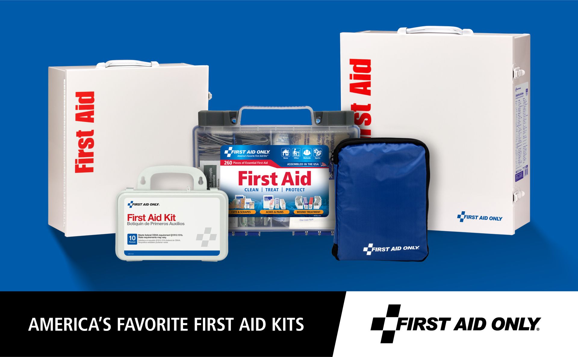 First Aid Only SmartCompliance 50-Person OSHA Compliant First Aid Kit for Business and Office Spaces - Large Plastic Cabinet - Emergency Supplies for Cuts, Bruises, and Scrapes - 245 Pieces