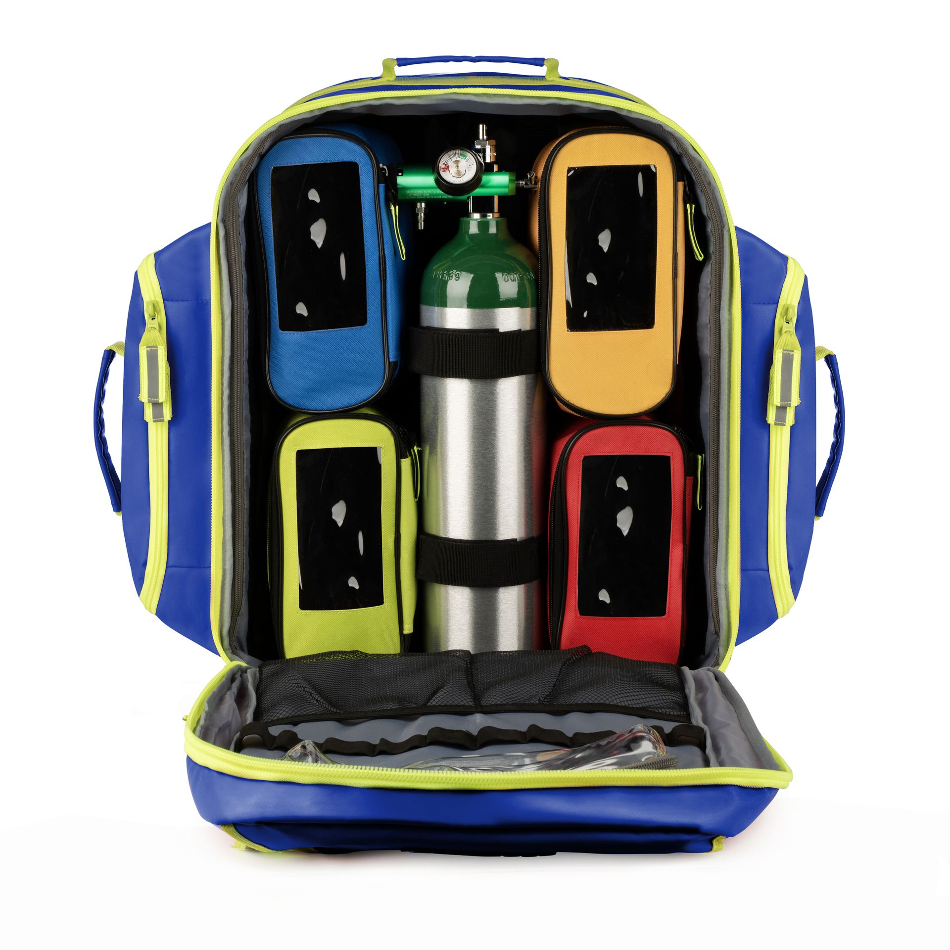 Scherber Fully-Stocked Premium First Responder Backpack | EMT/EMS Medic Trauma, Bleeding & Oxygen Medical Kit | CAT Tourniquet, QuikClot 4x4, HyFin Chest Seal & 250+ First Aid Supplies - Blue