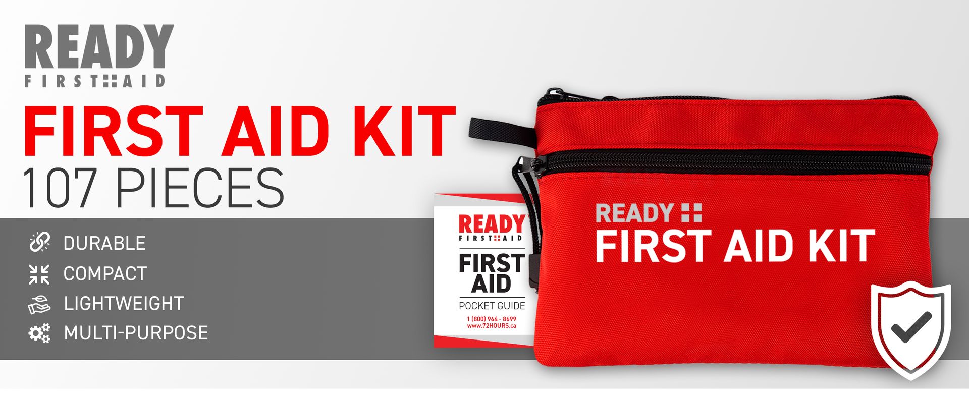 Ready First Aid 107 Piece First Aid Kit for Camping, Hiking and Travel