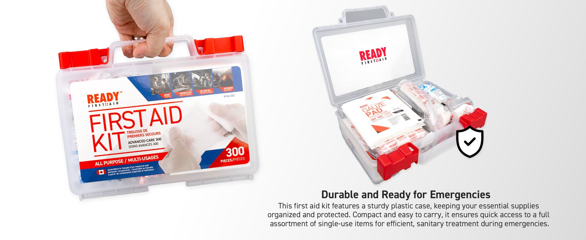 Ready First-Aid 300 Piece First-aid Kit - First Aid Kit for Car, Trousse De Premiers Soins, Home, Camping Essentials, Travel
