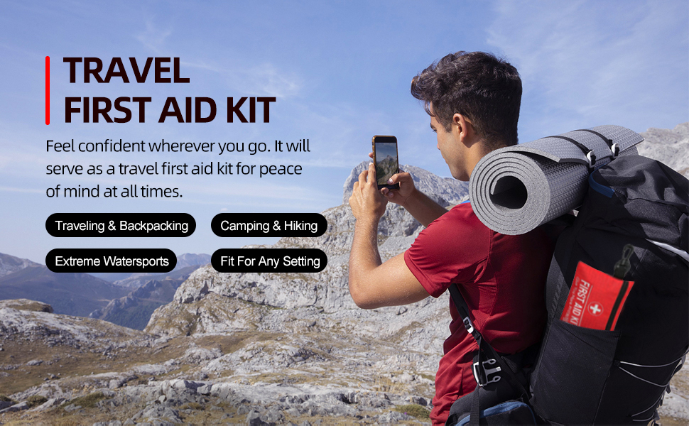 101 Piece First Aid Kit - Camping Essentials, Hiking, Home Essentials, Car Emergency Kit, Hiking Gear, Mini First Aid Kit Travel, Car Essentials, Survival Stuff