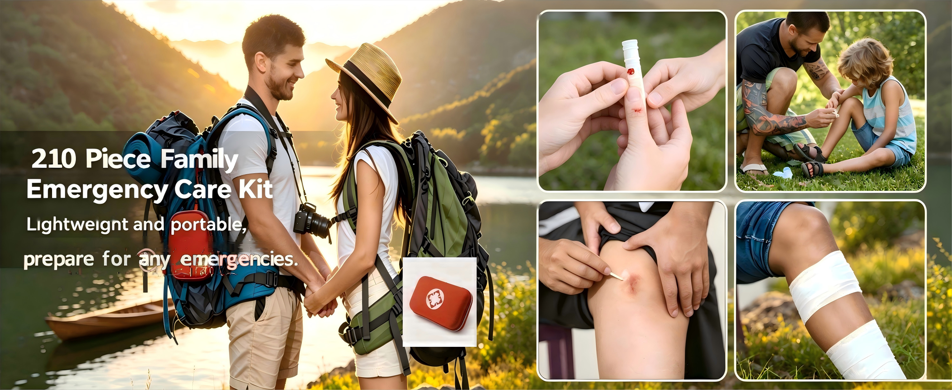 210Pcs Portable First Aid Kit Emergency Supplies for Family Daily Care