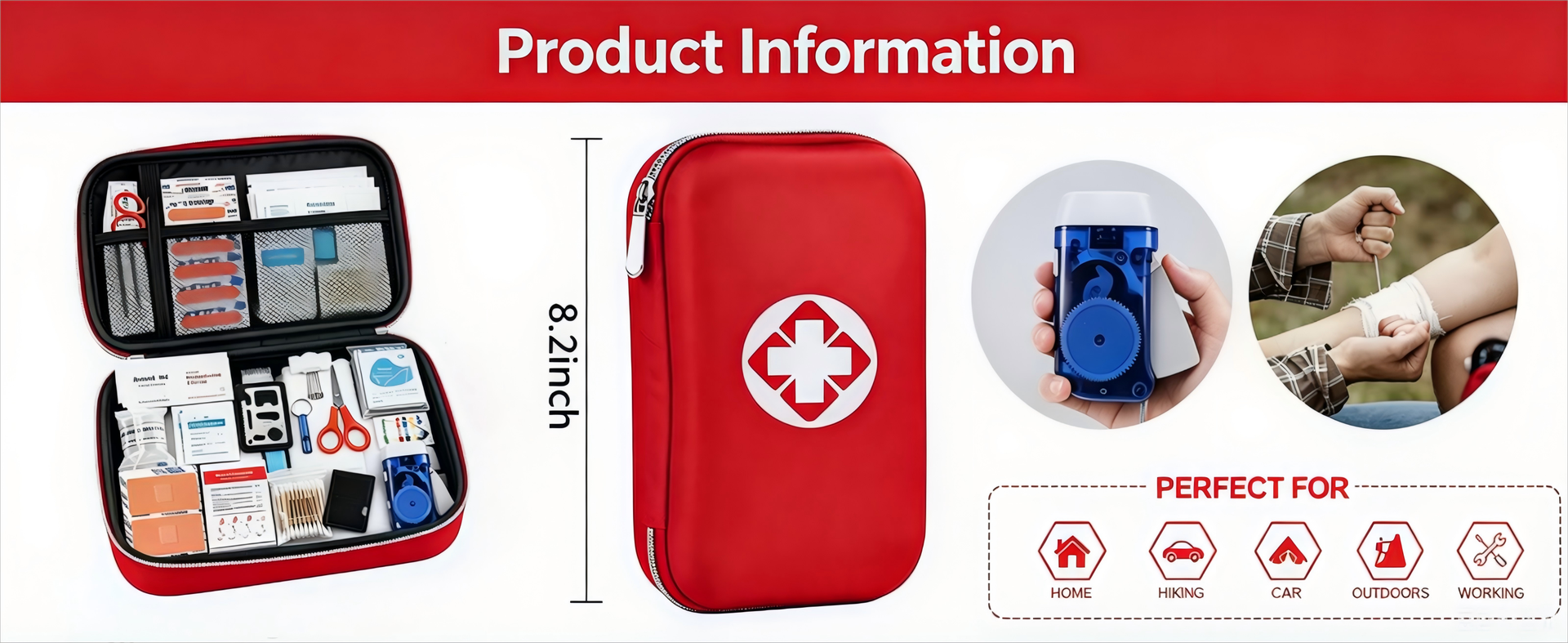 210Pcs Portable First Aid Kit Emergency Supplies for Family Daily Care
