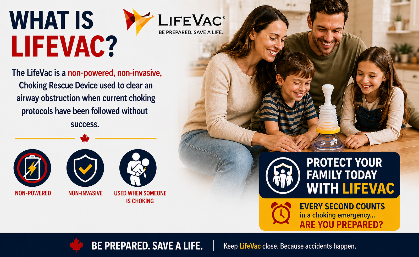 LifeVac Travel Kit (Canadian Version) - Choking Rescue Device, Portable Suction Rescue Device First Aid Kit for Kids and Adults, Portable Airway Suction Device | Anti Choking Device for Children and Adults