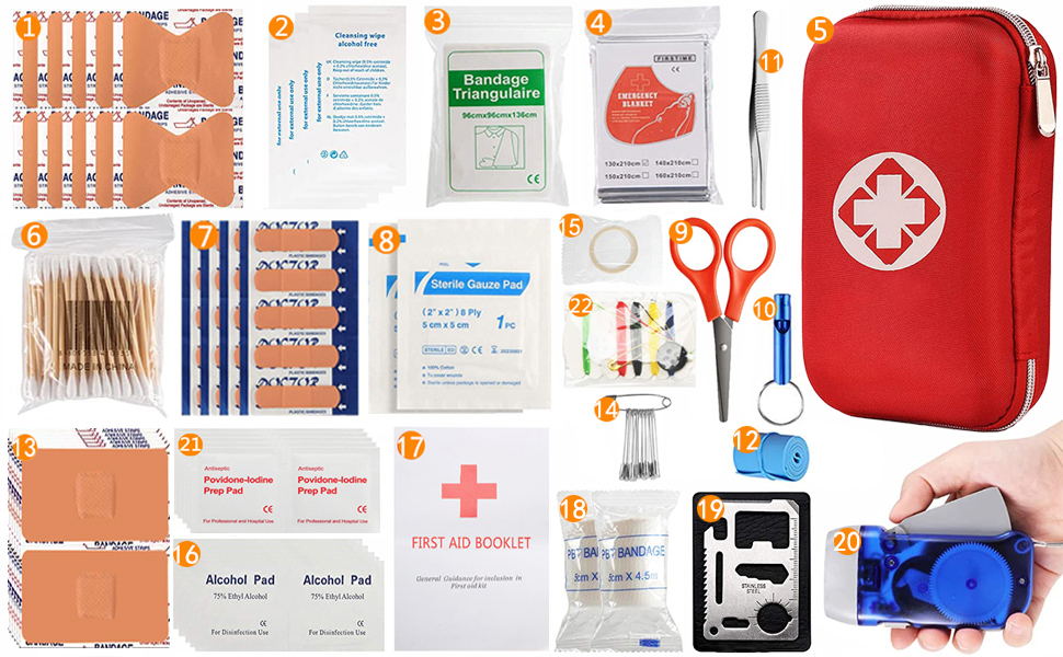 200 Piece Family Emergency Care Kit | Ready for Home, Car, Workplace, Camping, Hiking & Outdoor Activities