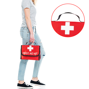 Nylon First Aid Empty Kit,Compact Waterproof and Lightweight First Aid Bag with Zippered for Emergency at Home, Office, Car, Outdoors, Boat, Camping, Hiking(Bag Only)