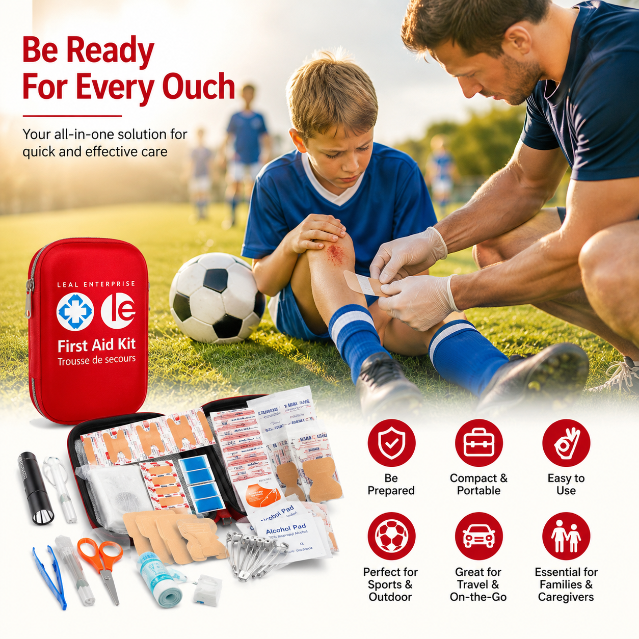 LEAL 301 Piece First Aid Kit & Survival Kit Camping, car, home, emergency