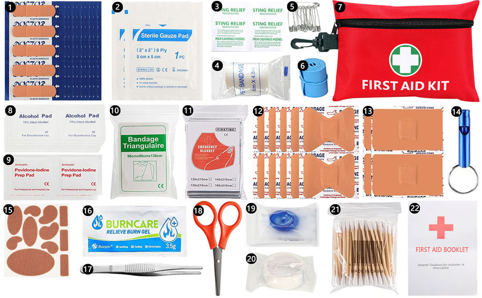Mini First Aid Kit - 147 Piece Small First Aid Kit,with Rotatable Buckle Ideal for Cars, Schools, Sports, Homes, Travel, Camping, Hiking ﻿