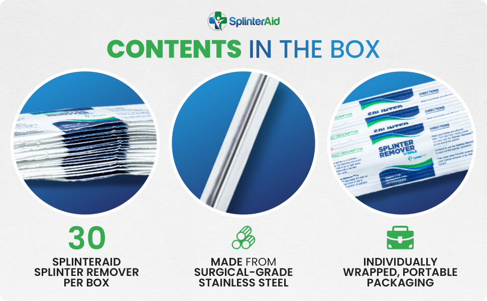 SplinterAid - Painless Splinter Removal Kit (30-Count) | Quick, Easy Splinter Out | Compact & Essential First Aid for Home, Travel, Camping | Perfect for Hiking, Woodworking, Outdoors | No Tweezers Needed
