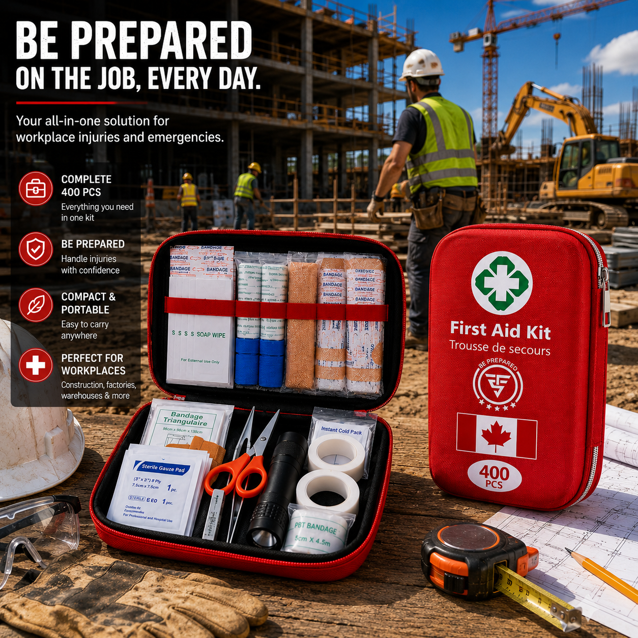 TF-3 Max by TRITFIT SPORTS - 365 PCS First Aid Kit & survival kit with Essential Supplies. First aid kit for car, First aid kit for Home, Boat, Car, Camping, Emergency kit, first aid kits, first aid.