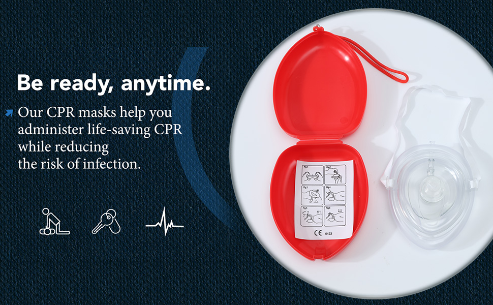 CPR Mask Portable Emergency Kit With Red Hard Case For First aid training CPR Classs and Emergency First Aid,Pack of 2