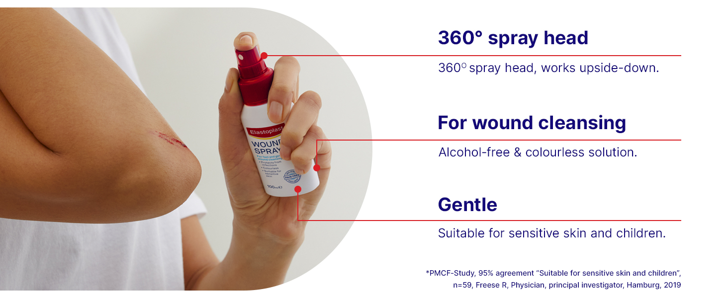 Elastoplast Wound Spray 100ml | Antiseptic Wound Healing Ointment | Protects Against Infection | Fast & Gentle Wound Cleansing | Alcohol-Free for Gentle Application | Suitable for Sensitive Skin