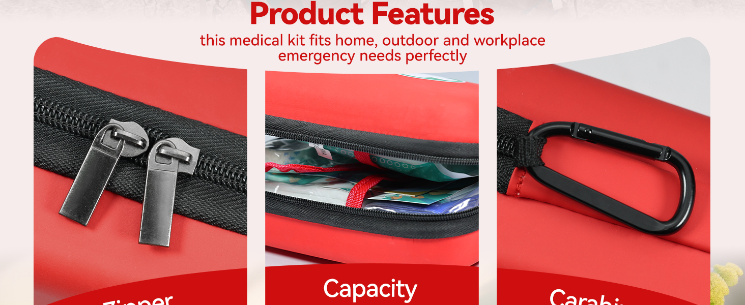 First Aid Kit - 170 Pieces Hard Case and Lightweight - Includes Instant Cold Pack,Emergency Blanket for Travel, Home, Office, Vehicle