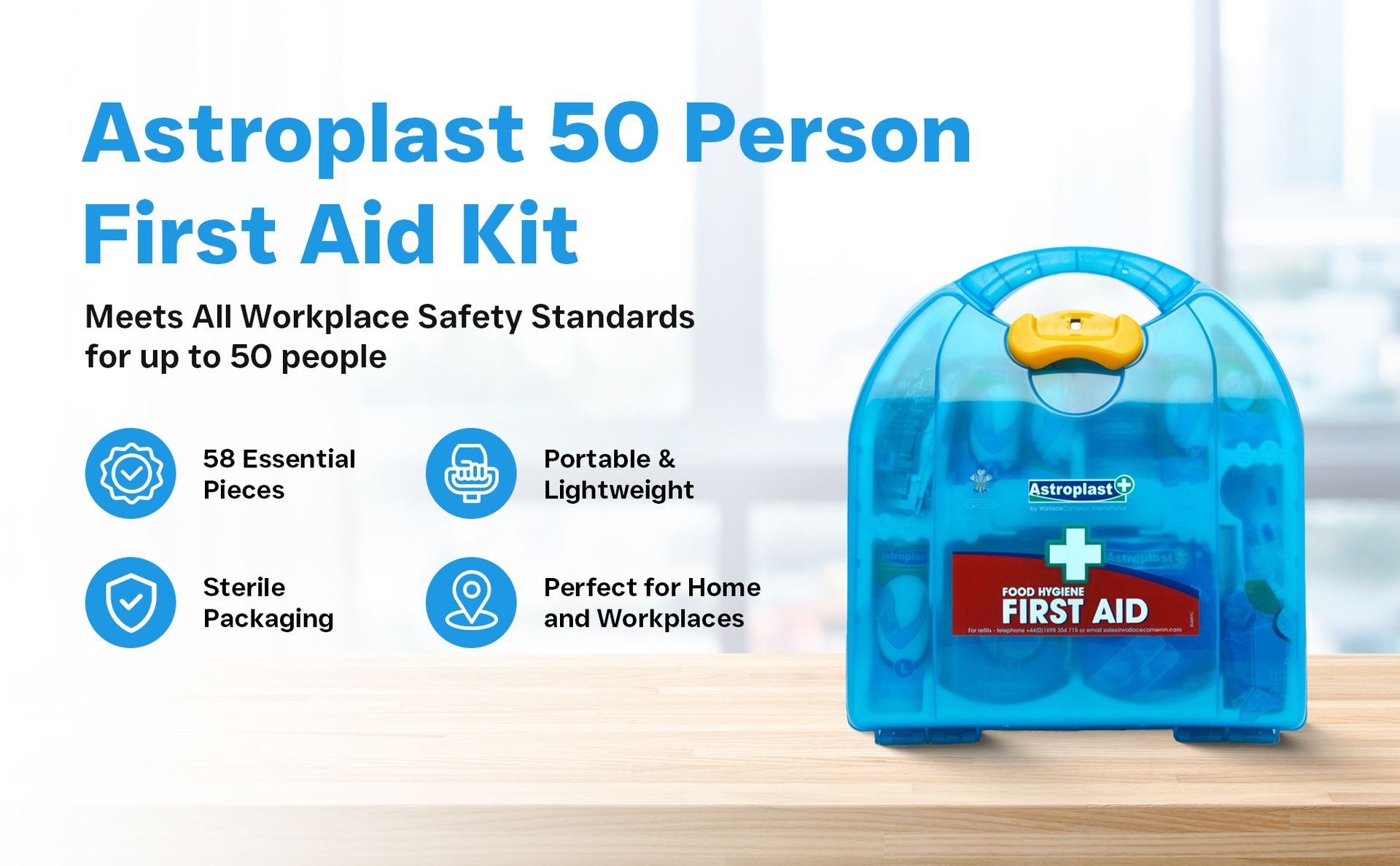 Astroplast Hospital Grade 1-50 Person HSE Compliant First Aid Kit - Premium Integrated Carry Handle & Wall Mountable - Ideal for Home, Wokplace, Sports - Mezzo First Aid Box