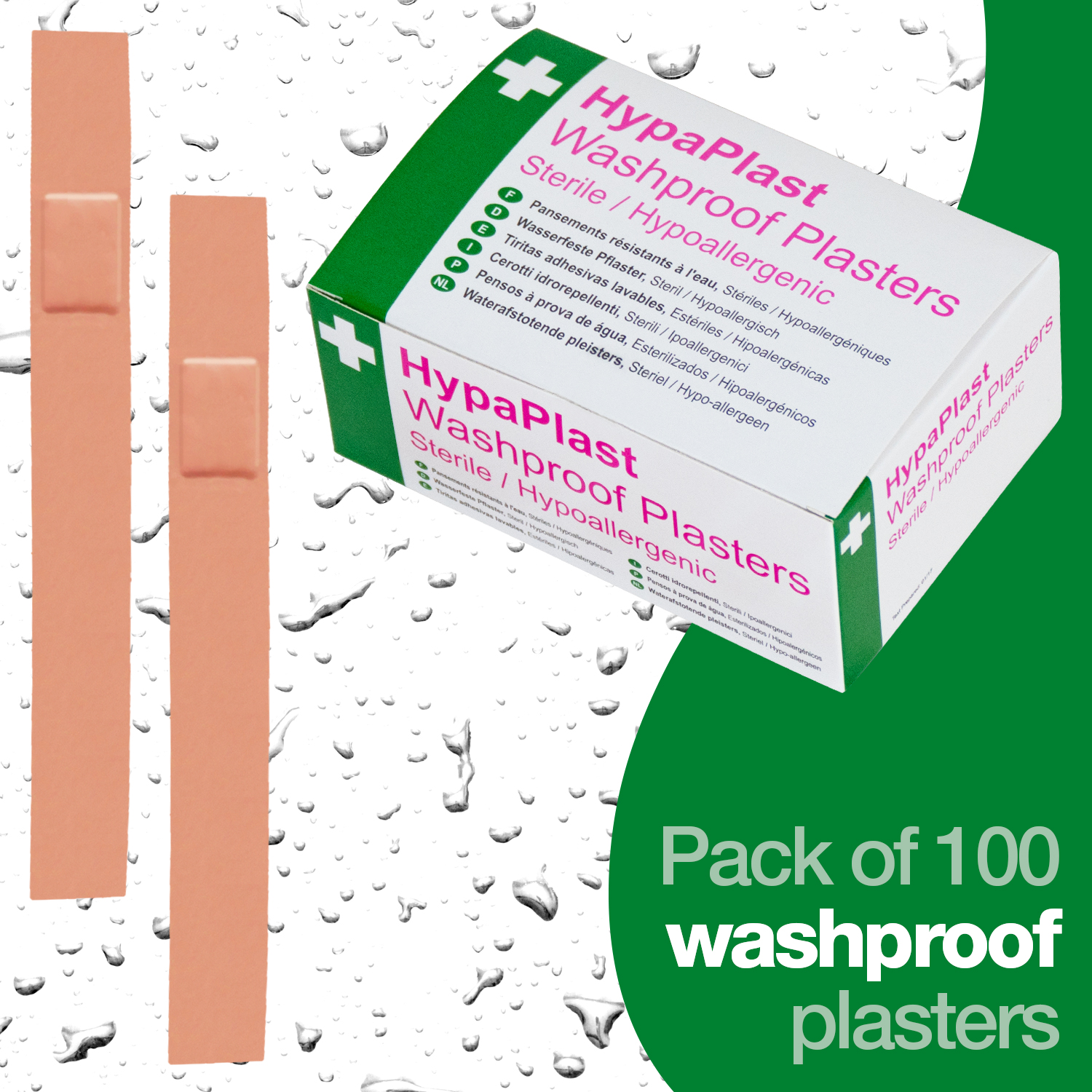 Safety First Aid HypaPlast Pack of 100 Assorted Washproof Plasters