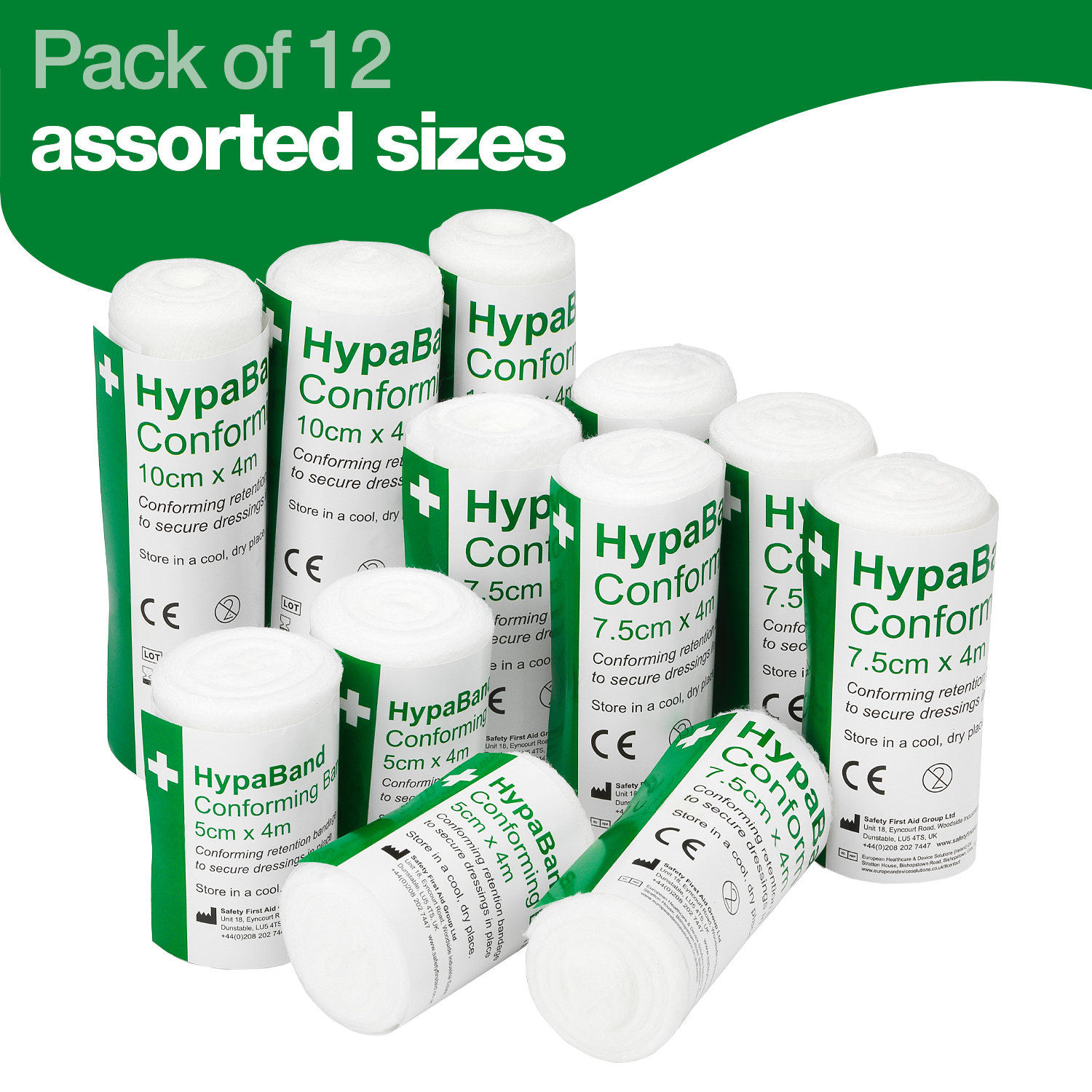 Safety First Aid HypaBand Conforming Bandages, 5cm x 4m, Pack of 6