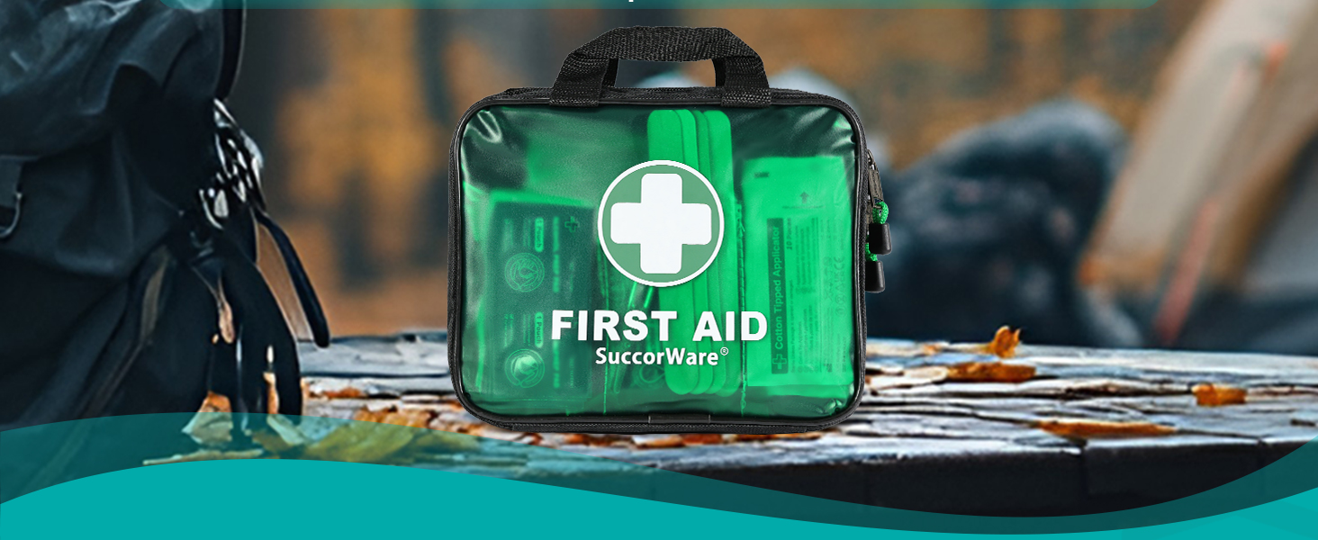 200 Pieces First Aid Kit with Hospital Grade Medical Supplies - Includes Emergency Blanket, Bandage, Scissors - Great for Home, Outdoors, Office, Car, Travel, Camping, Hiking, Boating (Green)