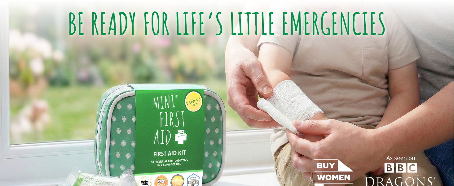 Mini First Aid Kit - 90 Items Kids First Aid Kit Includes Plasters, Bandages, Scissors, Tweezers & Burn Gel – for Car, Home, Office, Travel & Camping - Ideal for Babies & Kids – As Seen on Dragons Den
