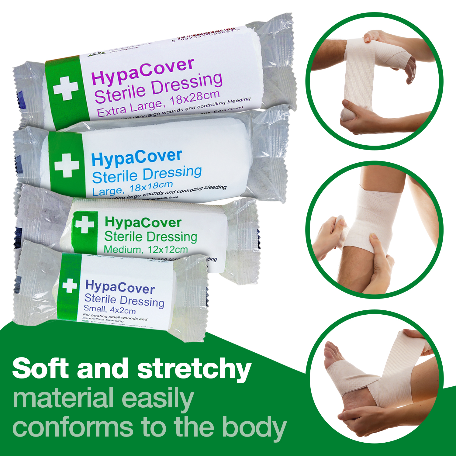 Safety First Aid HypaCover Pack of 6 Dressing Bandages, 12cm x 12cm