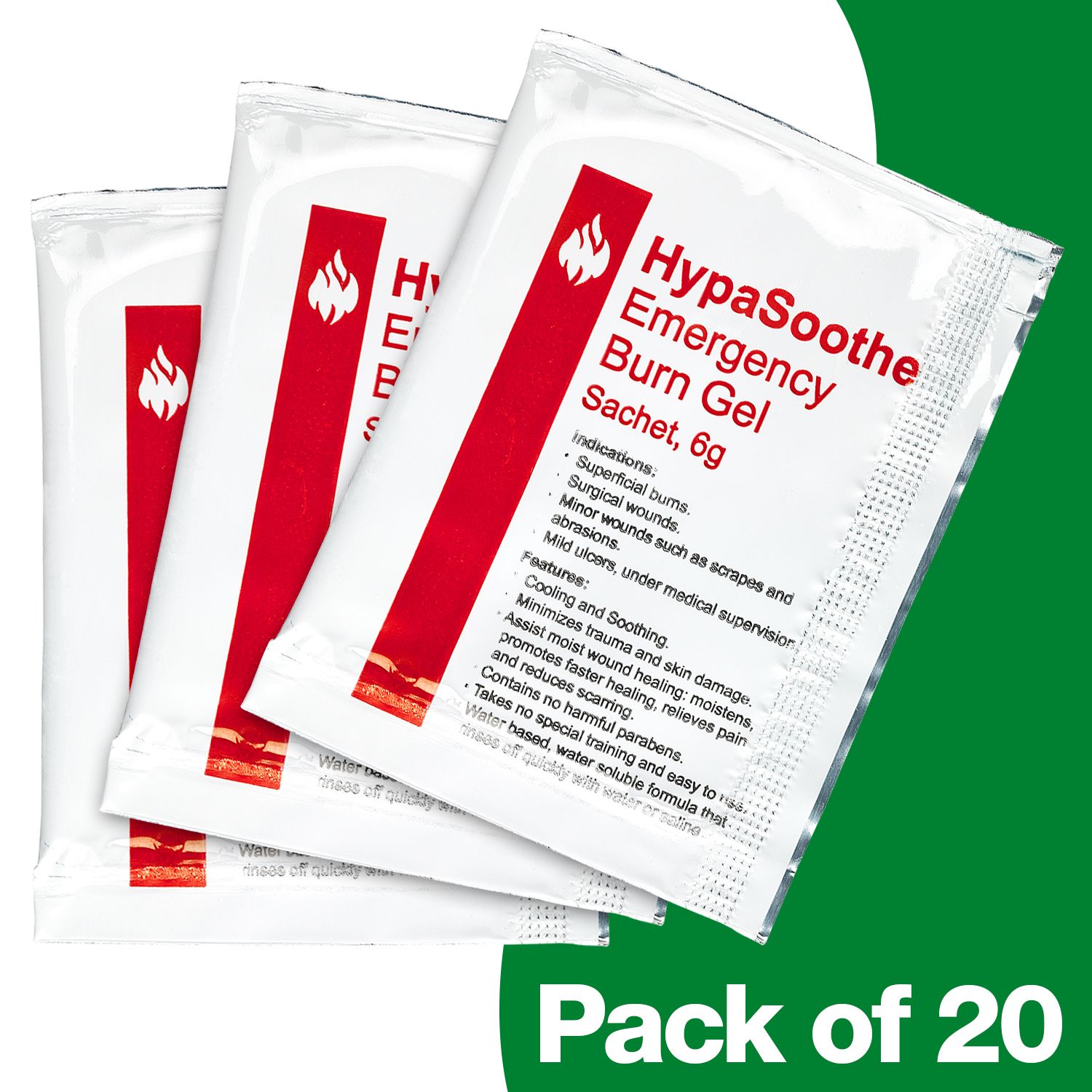 Safety First Aid HypaSoothe Pack of 20 Emergency Burn Gel 6g Sachets