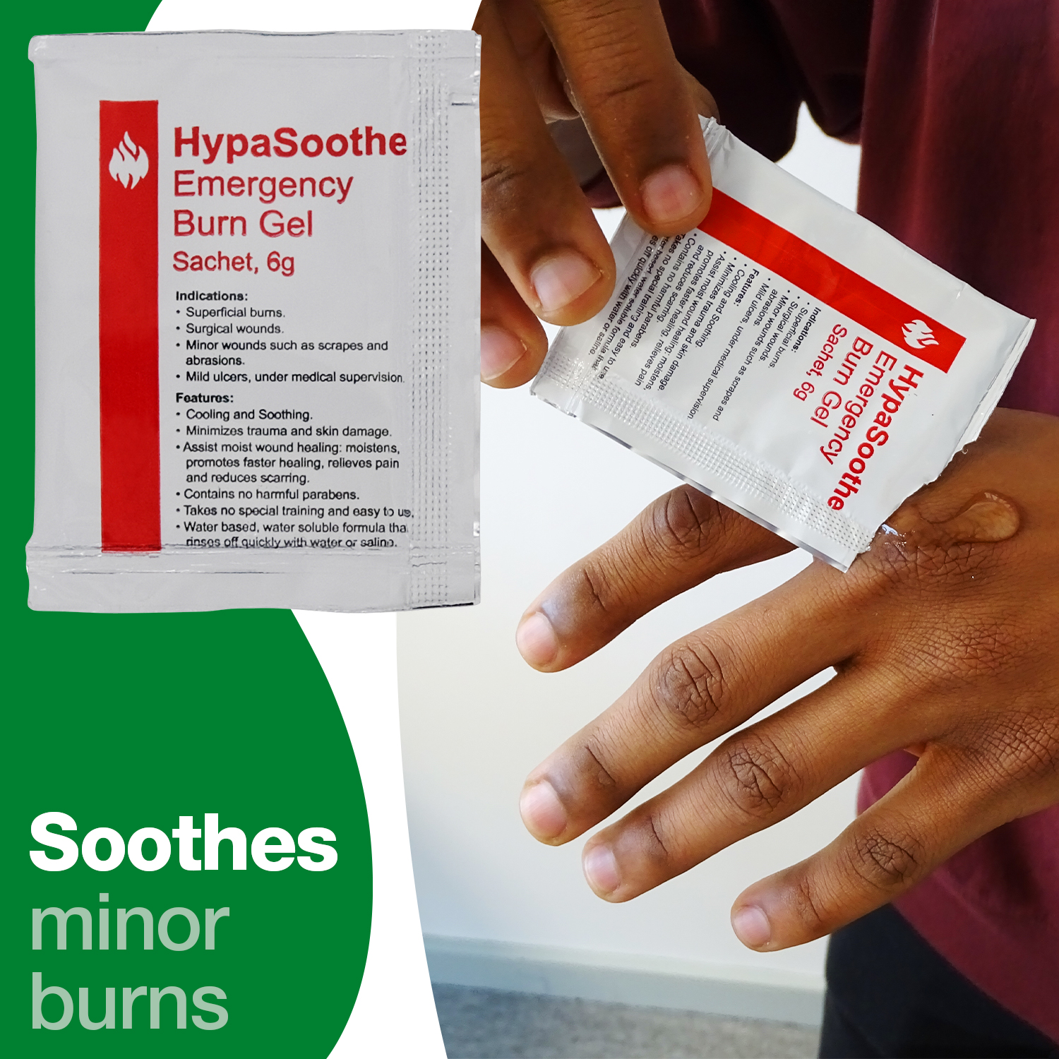 Safety First Aid HypaSoothe Pack of 20 Emergency Burn Gel 6g Sachets