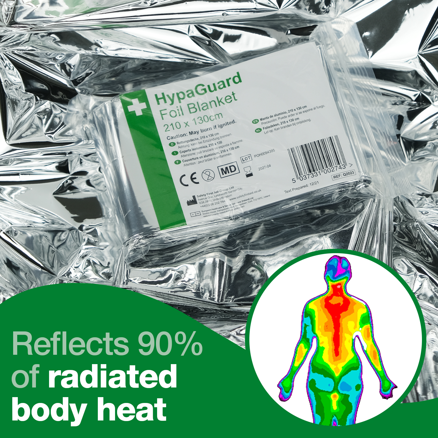 Safety First Aid HypaGuard Pack of 6 Foil Survival Blankets