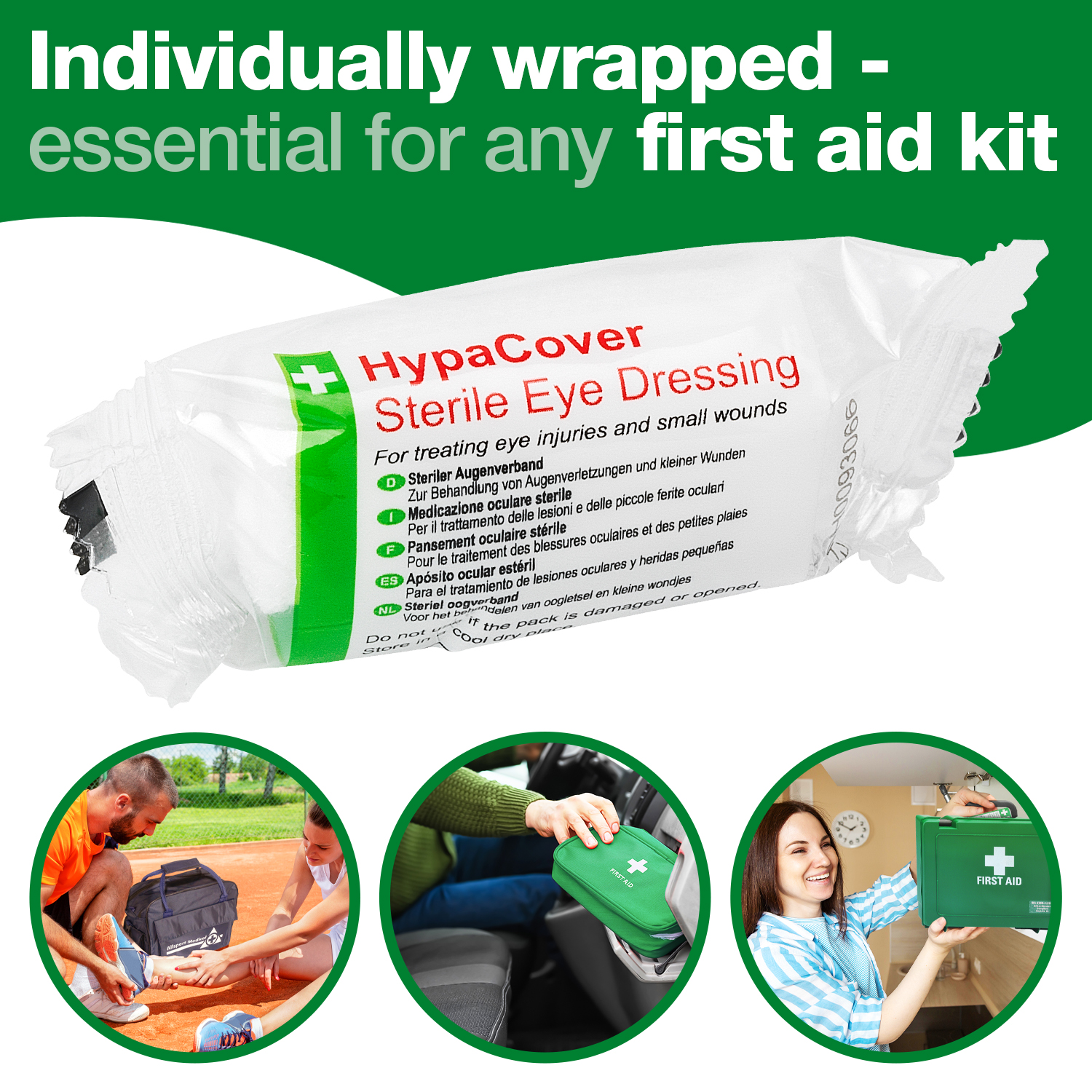 Safety First Aid HypaCover Pack of 6 Sterile Eye Pad Dressing Bandages