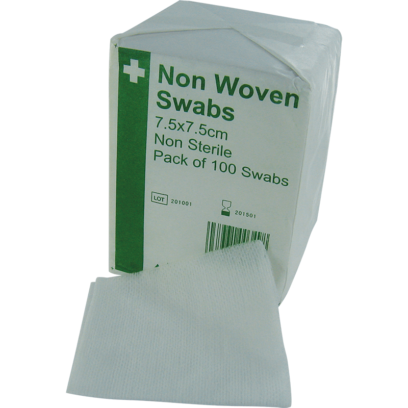 Safety First Aid HypaCover Non-Woven Swabs, 7.5cm x 7.5cm, Pack of 100