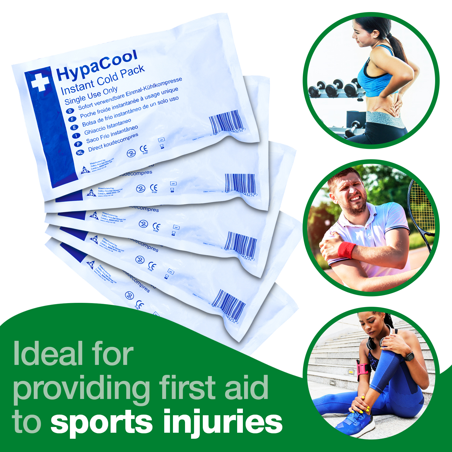 Safety First Aid HypaCool Pack of 24 Instant Cold Packs 12.5cm x 15cm