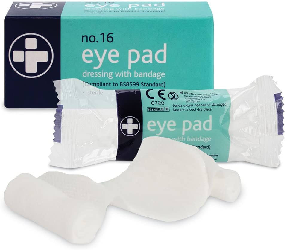 Reliance Medical First Aid Eye Pad Bandage - Thick, Comfortable, Sterile, Individually Boxed Eye Pad Dressing with Stretch Bandage for Wounds and Injuries, Pack of 10