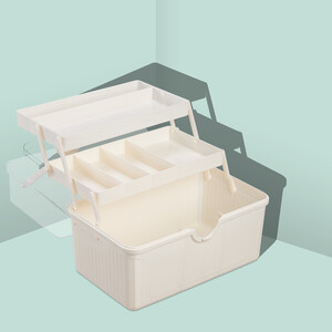 Relaxdays Pharmacy Box, 7 Compartments, First Aid Box, Home Medicine Cabinet, Plastic, H x W x D: 20.5 x 30 x 21 cm, White