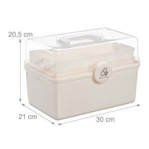 Relaxdays Pharmacy Box, 7 Compartments, First Aid Box, Home Medicine Cabinet, Plastic, H x W x D: 20.5 x 30 x 21 cm, White