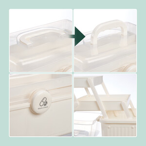Relaxdays Pharmacy Box, 7 Compartments, First Aid Box, Home Medicine Cabinet, Plastic, H x W x D: 20.5 x 30 x 21 cm, White