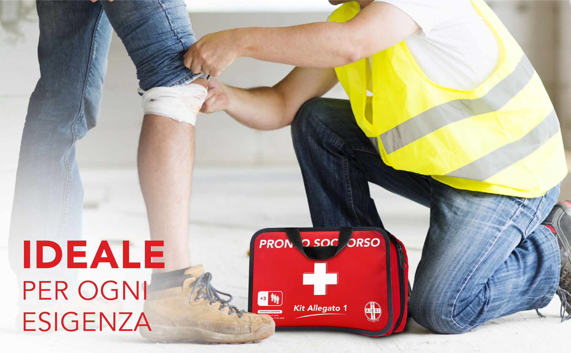 AIESI® Medical First Aid Box (Bag) Attachment 1 with Blood Pressure Monitor for Companies Plus 3 Employees, DM388/DL81 Compliant, Made in Italy