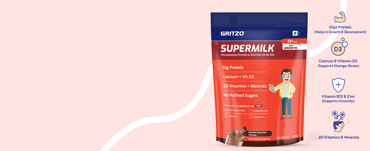 Gritzo SuperMilk Growth (13+ Boy), Double Chocolate, 800g