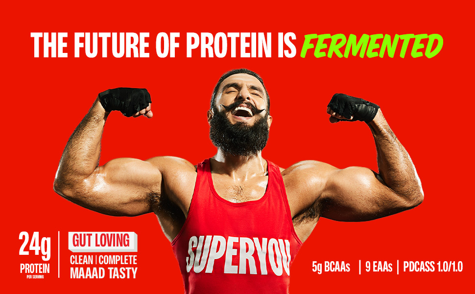 Superyou Pro Fermented Yeast Protein Isolate Unflavoured 1kg | 24g Protein/Serve | Vegan, No Bloat, Heat-Stable | Easy to Digest | Gut Friendly | PDCAAS of 1