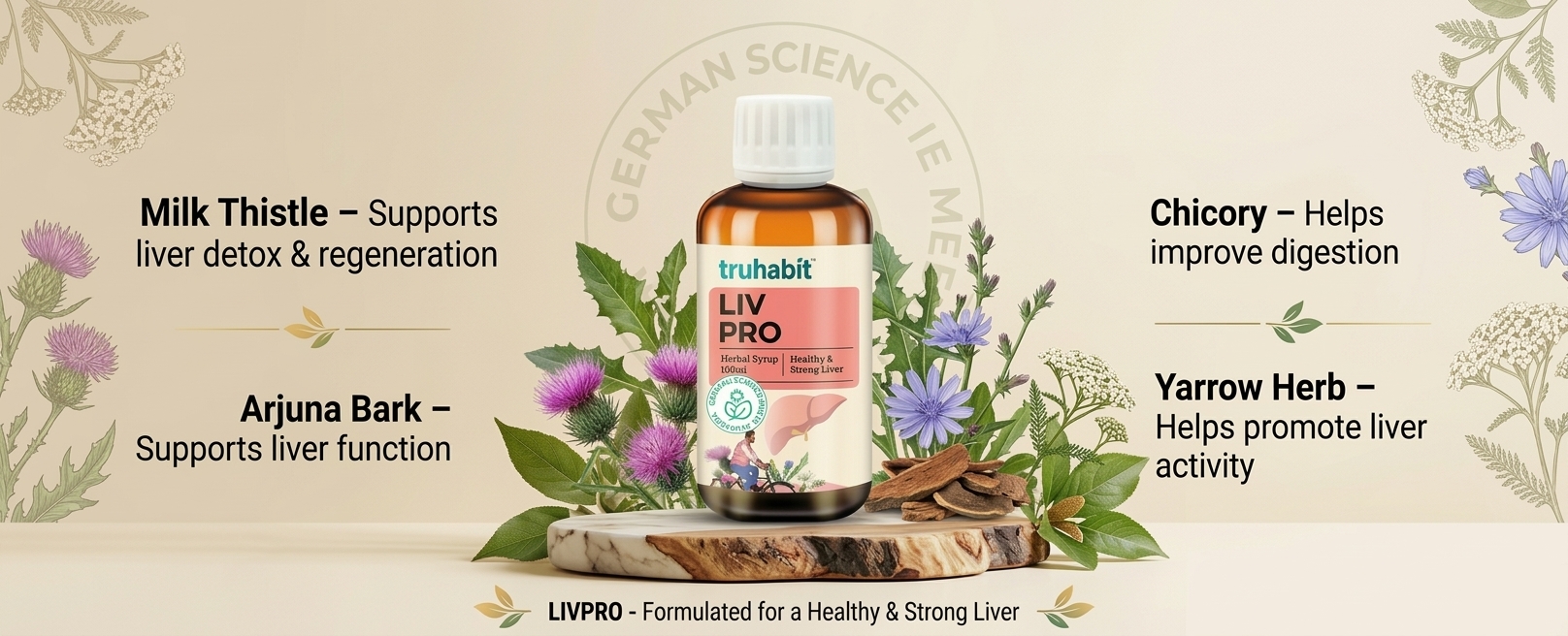 Truhabit Livpro Liver & Digestive Wellness Supplement | Herbal Liquid Formula for Metabolism & Everyday Liver Support | 100ml