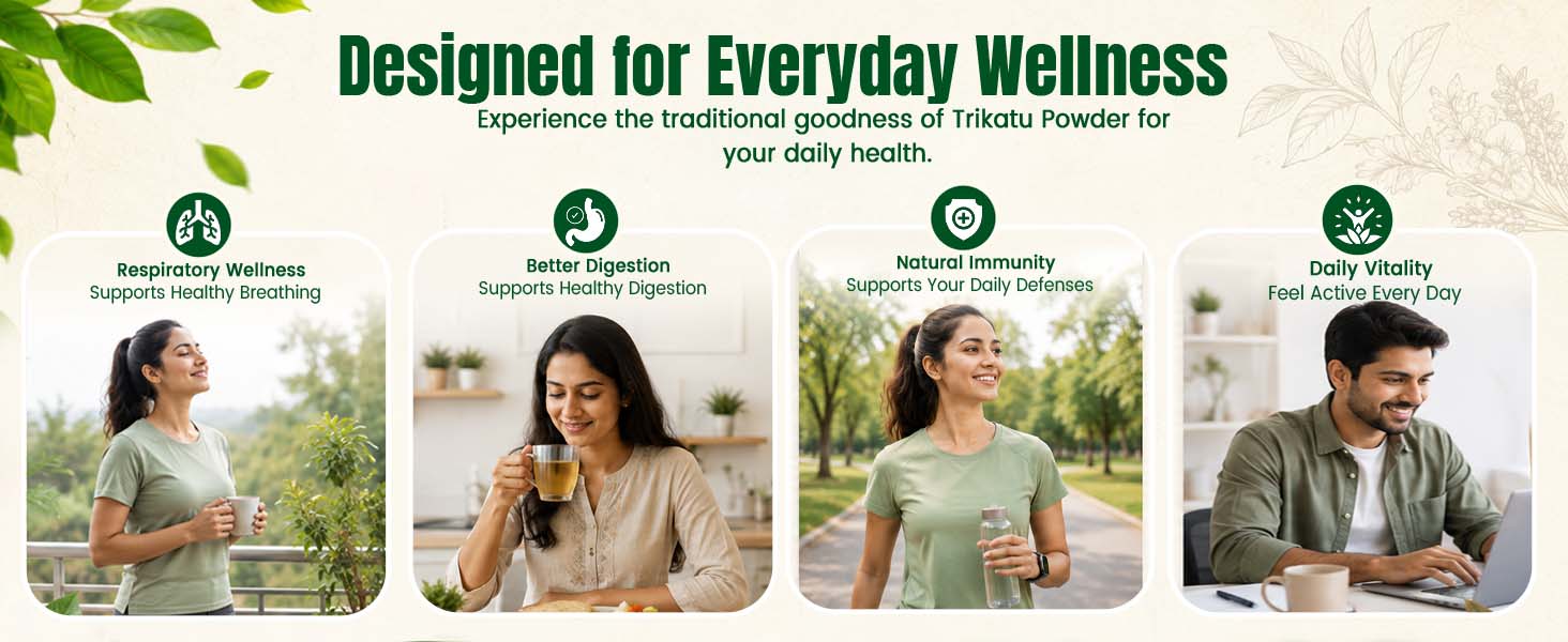 Trikatu Powder (Thirikadugam Churnam) 100g | Ginger, Black Pepper & Long Pepper Blend | Supports Digestion & Immunity | Natural, Non-GMO, Preservative Free