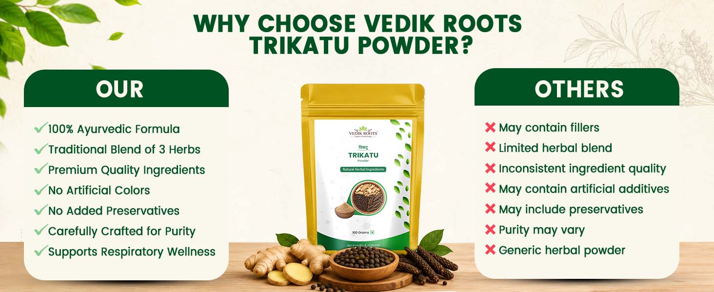 Trikatu Powder (Thirikadugam Churnam) 100g | Ginger, Black Pepper & Long Pepper Blend | Supports Digestion & Immunity | Natural, Non-GMO, Preservative Free