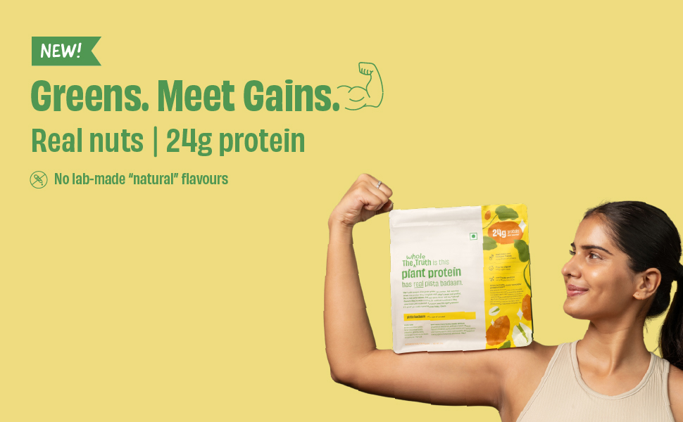 The Whole Truth Plant Protein Isolate 1 KG (2.2 lbs) | Pista Badaam | 24g Protein/Scoop | Real Ingredients | Clean Recipe | No Added Flavours | Pea & Rice Isolate | Easy to Digest