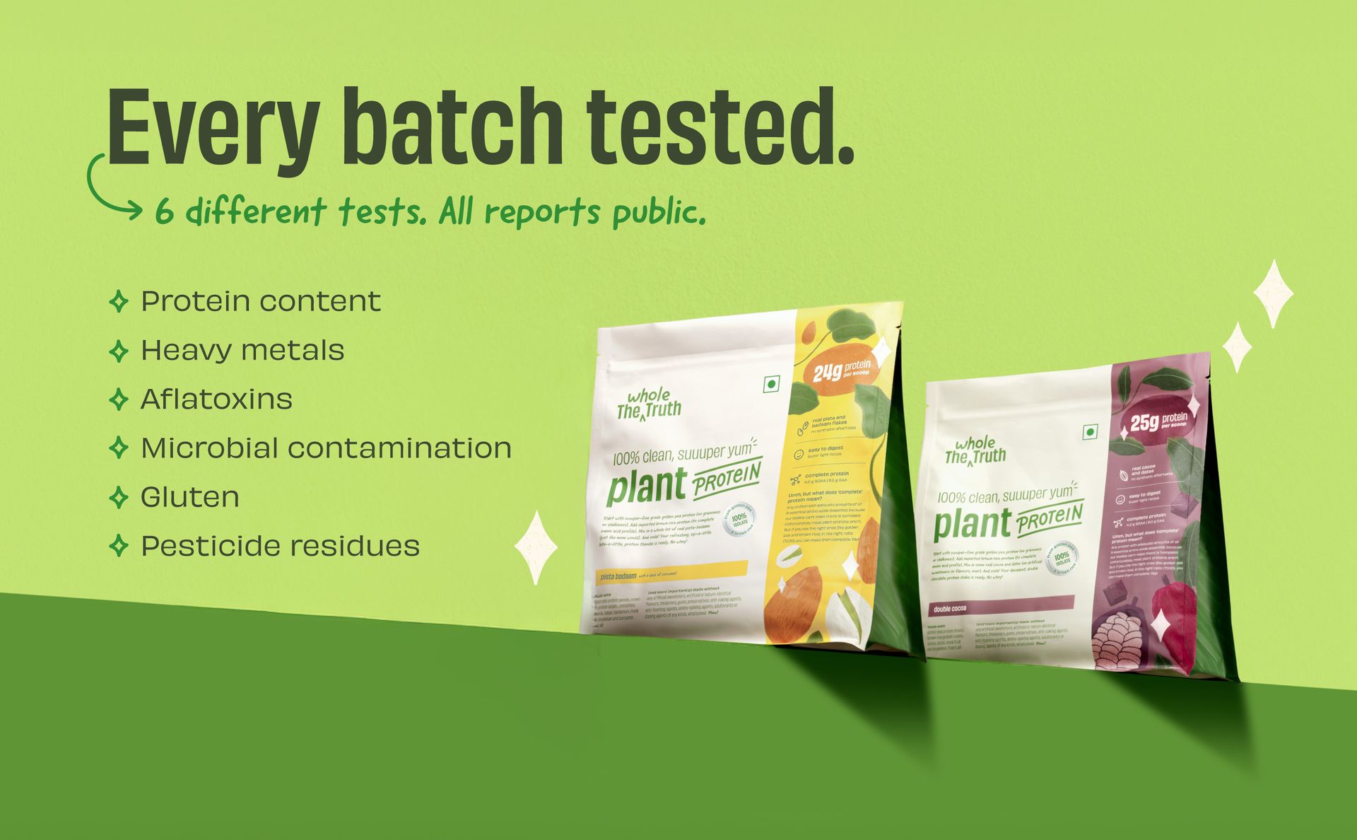 The Whole Truth Plant Protein Isolate 1 KG (2.2 lbs) | Pista Badaam | 24g Protein/Scoop | Real Ingredients | Clean Recipe | No Added Flavours | Pea & Rice Isolate | Easy to Digest