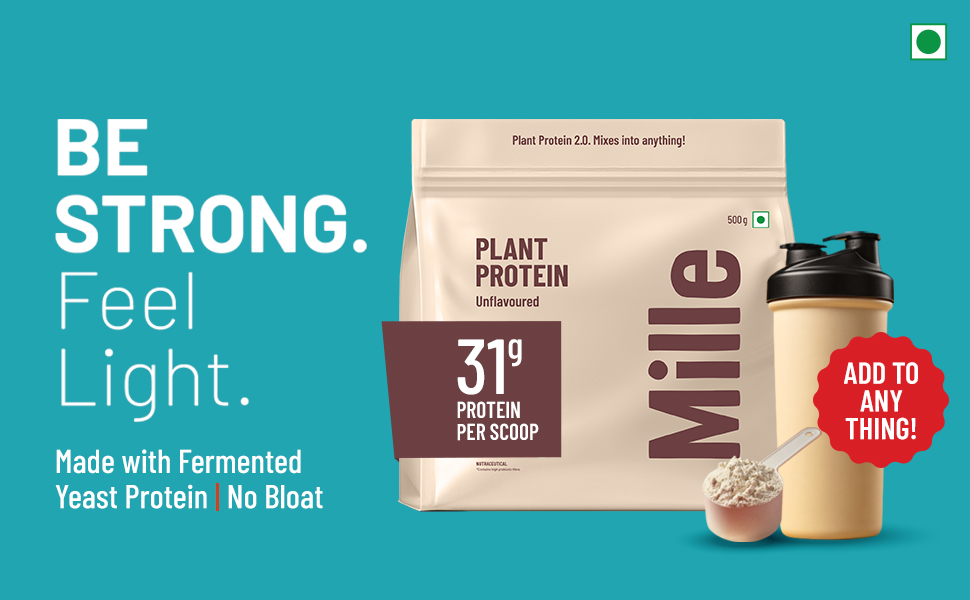 Mille Yeast Protein | 31g Protein | Unflavoured | Made with Fermented Yeast Protein Powder | No Bloat, Vegan, Heat-Stable | Has All 9 Essential Amino Acids | Mixes into Any Dish | 500g