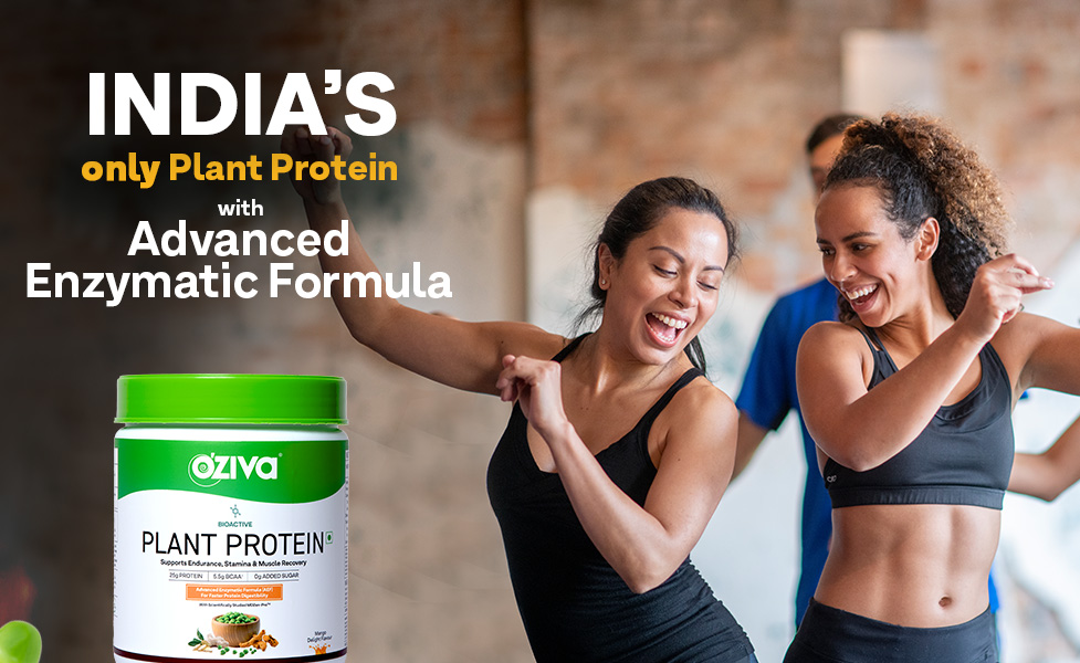 OZiva Bioactive Plant Protein Powder, 5.5g BCAA, Pea Isolate, Mango, 500g