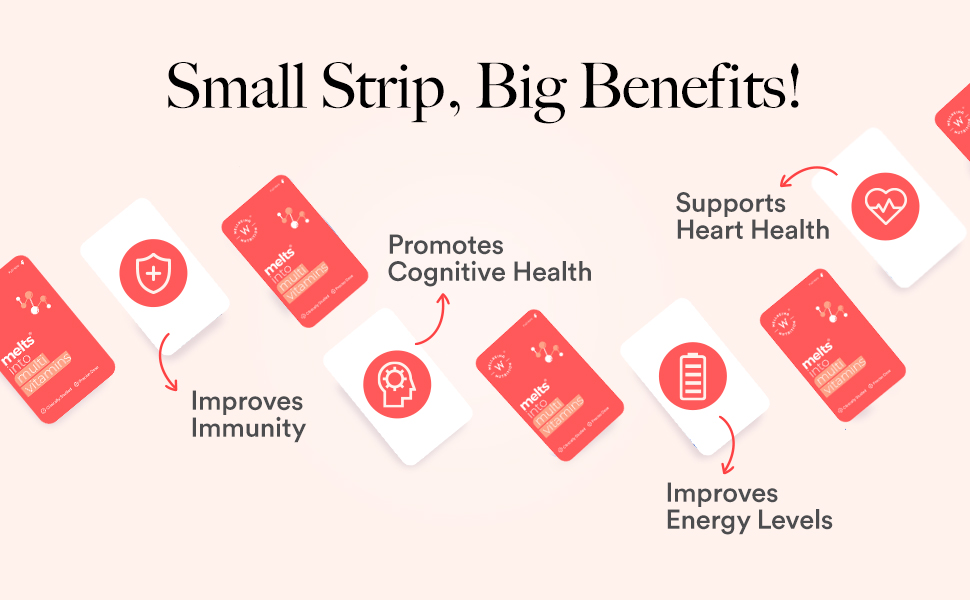 Wellbeing Nutrition Melts Plant Based Multivitamin for Men & Women with 100% RDA of Zinc, B-Complex, Vitamin C, D3 + K2(MK7), Ashwagandha & Ginseng for Immunity & Energy, 30 Oral Strips