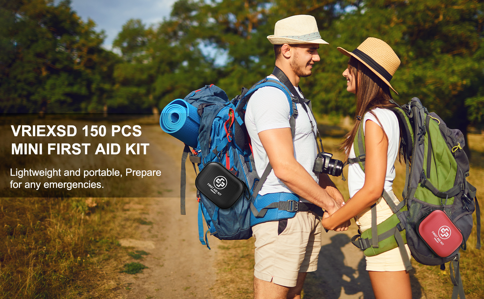 Mini First Aid Kit - 150 Piece Small Waterproof EVA Hard Shell Case