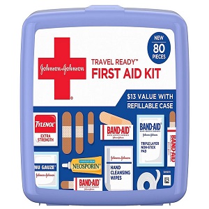BAND-AID Brand Travel Ready Portable First Aid Kit, 80 Piece