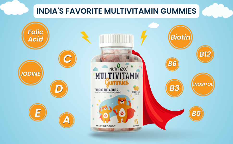 Nutrazee Multivitamin Gummies for Kids, Men & Women, 45 Gummy Bear