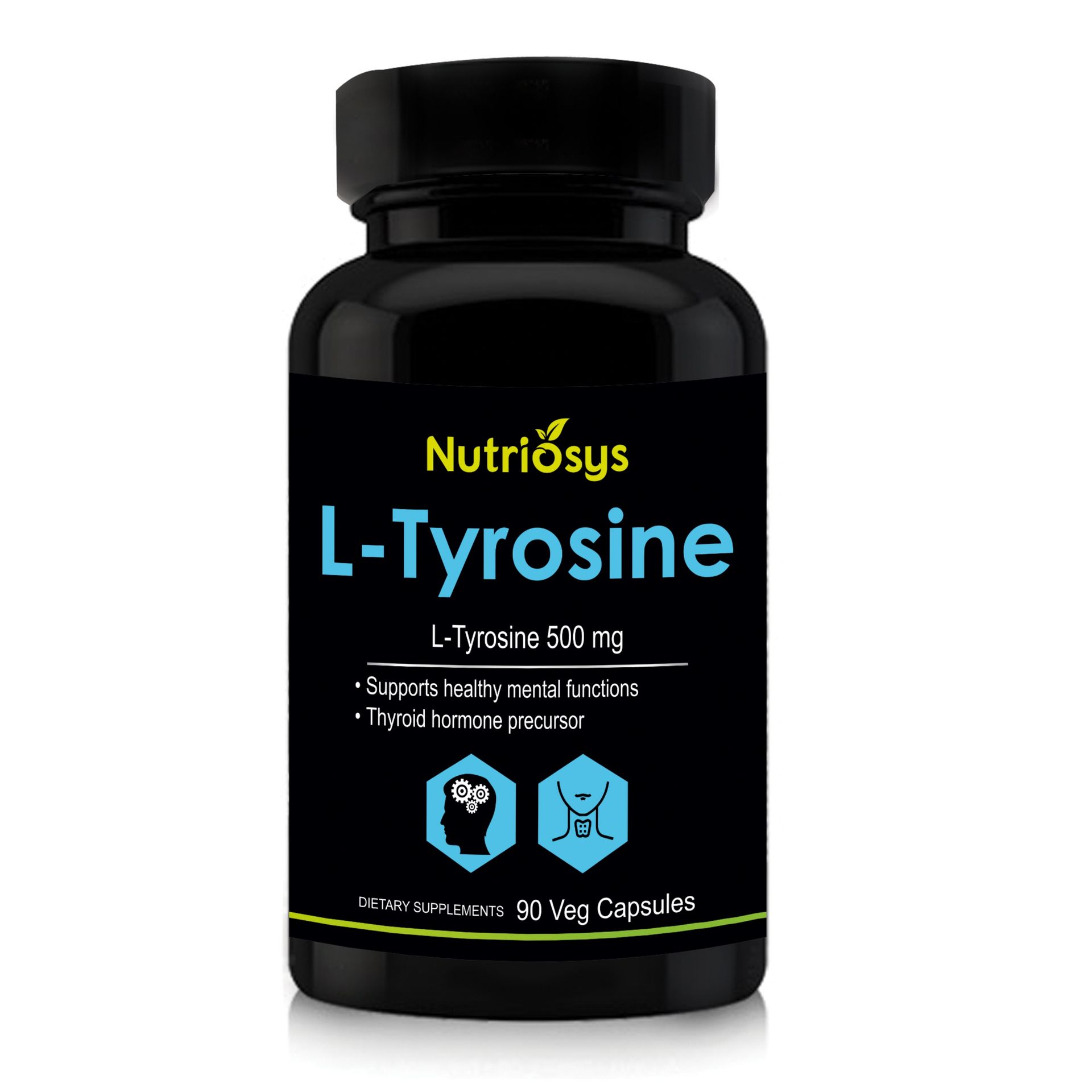 Nutriosys L-Tyrosine 500mg Supports Cognitive Health & Brain Function, Essential For Thyroid Functions - 90 Veg Capsules